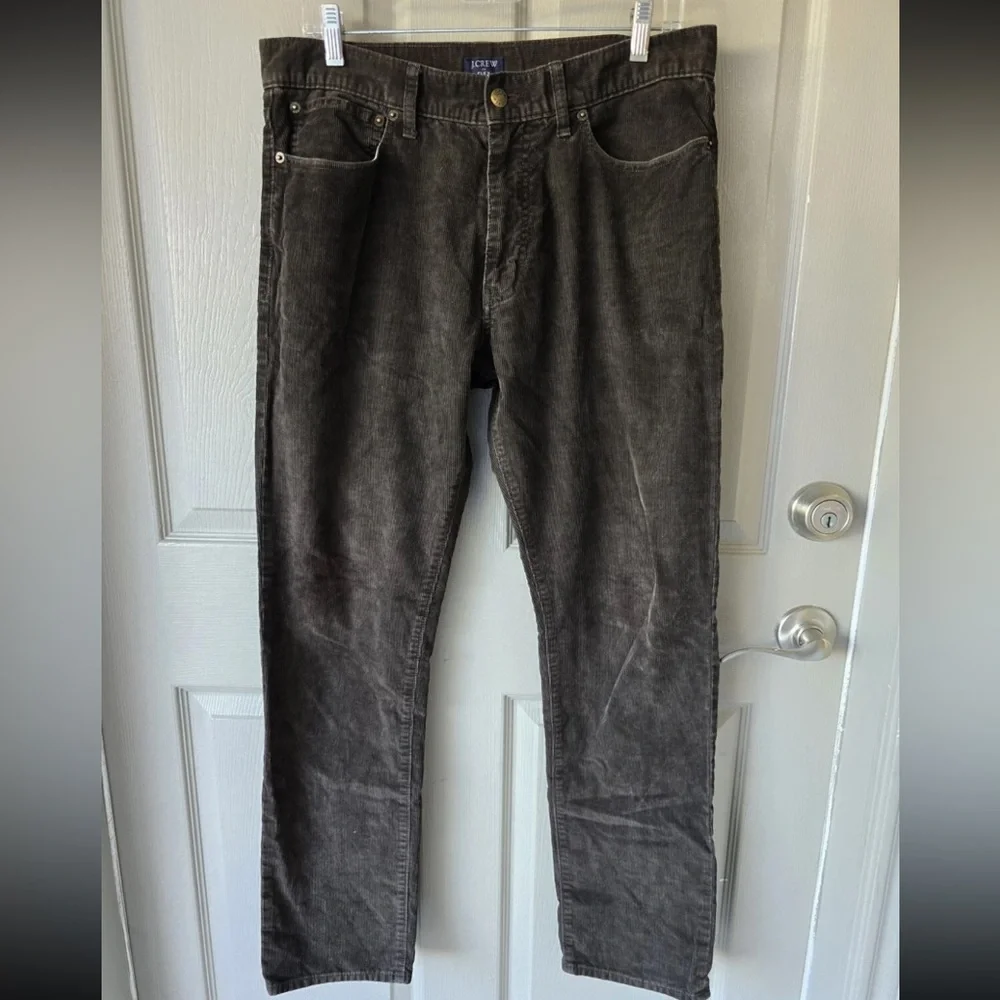 J.Crew Men's Corduroy Pants 32x32 Green Straight Leg Flex Retro